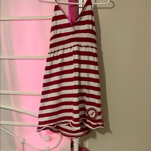 Striped Backless Dress - Red and White